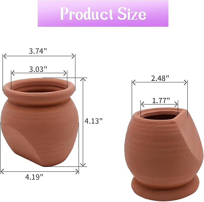 AnRui Betta Fish Tank Decor Ceramic Jar Aquarium Accessories Decorations Cute Clay Pot Hideout Cave Ornaments for Small Fish, Shrimp, Cichlid to Play Hide Breed, Large