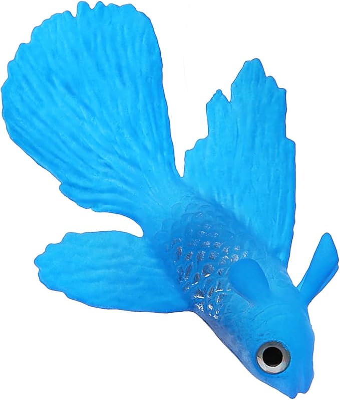 Fake Fish, Silicone Betta Fish Toys, Artificial Fish for Fish Bowl, Aquariums, Swimming Pools and Other Decoration (No. 3 Blue Betta)
