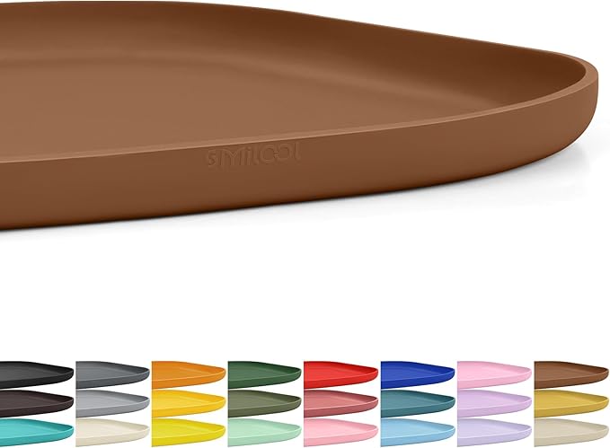 SMILOOL Waterproof Silicone Pet Food Mat with Raised Edge for Dog & Cat | 12" x 12" Non-Slip Small Pet Feeding Mats with Lip for Food & Water Bowl, Food Grade, Easy Cleaning, Brown