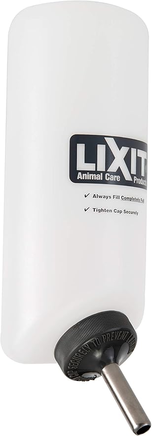 Lixit Widemouth Cage Water Bottles for Rabbits, Ferrets, Guinea Pigs, Rats and Other Small Animals. (White, 32 Ounce)