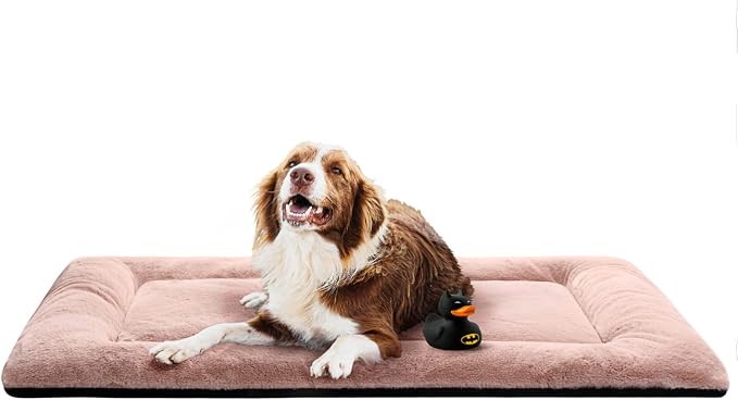 Dog Crate Pad Washable Dog Bed for Crate Large Cozy Mat 48-Inch Pink | Ultra Soft Kennel Pad,Anti-Slip Bottom,Fits for Most Metal Crates,Comfortable Sleeping Pet Mat