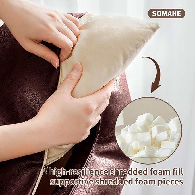 SOMAHE Waterproof Leather Dog Bed, Bolster Couch, 24x19x9 Caramel | Wipe-Clean Waterproof Leather + Removable Cushion: raised bolsters create a cozy bed for small-medium dogs.