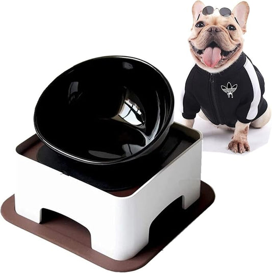 Bulldog Bowl Anti-Slip Dog Cat Dish Detachable Rubber Dog Bowl Pet Sterile Tilted Pet Feeder Slope Base