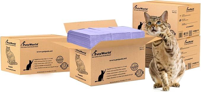 PetsWorld Universal Fit Cat Pad Refills for Litter Box, Fresh Scent, Odor Control, Pack of 800