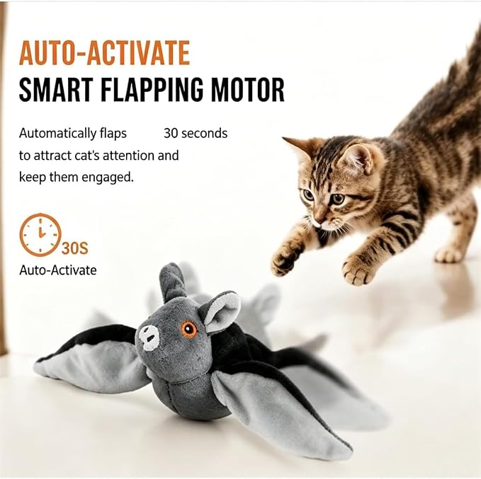 Flying Bat Dog Toy, 2026 New Flying Bat Toy for Dogs, Flapping Wings Interactive Pet Toy with Chirping Engages Cats and Dogs, Detachable Usb Rechargeable, Hanging and Ground Play ，Sugar Glider：1PCS