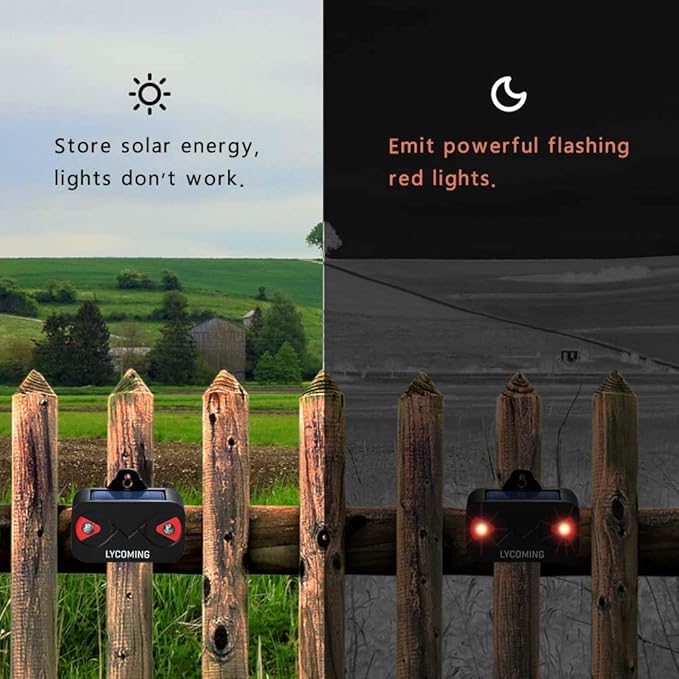 Lycoming Nocturnal Animals Coyote Deterrent Skunk Raccoon Deer Repellent Devices Solar Predator Control with Red LED Strobe Lights for Outdoor Yard Garden 2 Pack