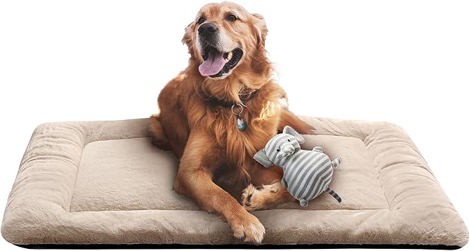 Dog Crate Pad Washable Dog Bed for Crate Large Cozy Mat 42-Inch Cream | Ultra Soft Kennel Pad,Anti-Slip Bottom,Fits for Most Metal Crates,Comfortable Sleeping Pet Mat