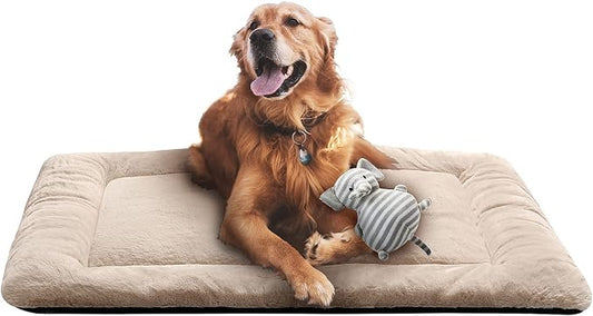 Dog Crate Pad Washable Dog Bed for Crate Large Cozy Mat 42-Inch Cream | Ultra Soft Kennel Pad,Anti-Slip Bottom,Fits for Most Metal Crates,Comfortable Sleeping Pet Mat