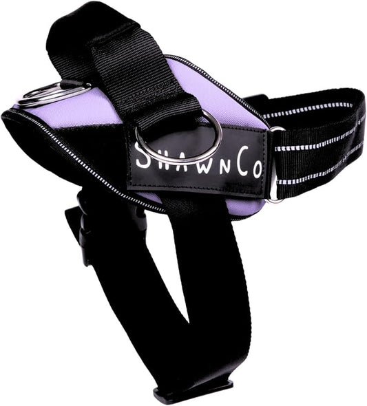ShawnCo Essential Pro Dog Harness, No-Pull Pet Vest with 3 Leash Clips and Removable, Reflective Side Patches, Adjustable and Padded Harness for Small, Medium and Large Dogs (ICY Lilac, M)