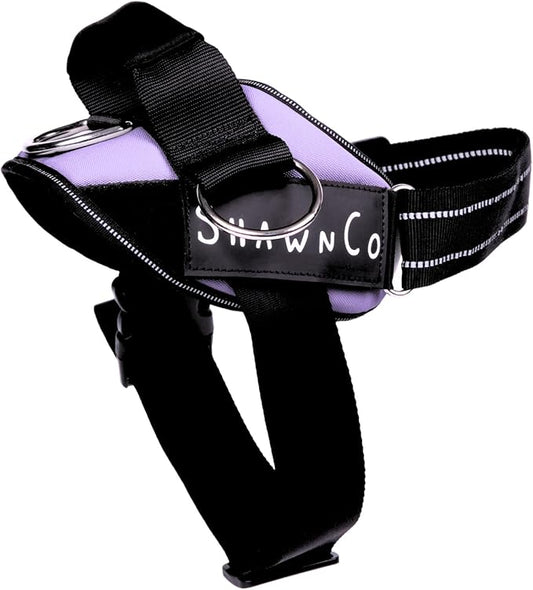 ShawnCo Essential Pro Dog Harness, No-Pull Pet Vest with 3 Leash Clips and Removable, Reflective Side Patches, Adjustable and Padded Harness for Small, Medium and Large Dogs (ICY Lilac, S)