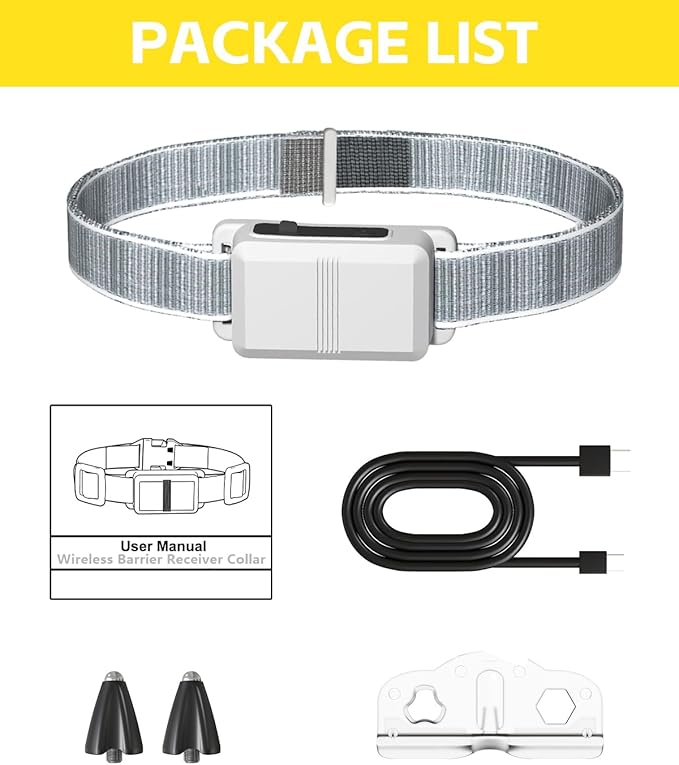 FLYSPEAR Extra Receiver Collar for Indoor Wireless Cat Barrier, Receiver Collar Only,White