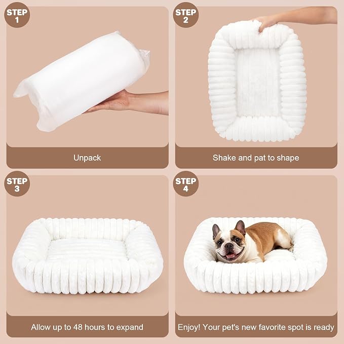 Dog Bed for Small Medium Size Dog, Washable Fluffy Rabbit Fur Pet Bed for Puppy and Kitten, Orthopedic Dog Cat Beds with Removable Cover & Anti-Slip Bottom Medium Dog Bed self Warming