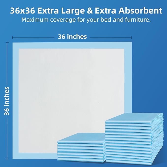 SOFYFINE 100 Count Extra Large Chucks 36"x36" Thicken Elderly Adults Incontinence Bed Pads Disposable, Heavy Duty Absorbency Underpads Waterproof, XXL Extra Large Puppy Pee Training Pad