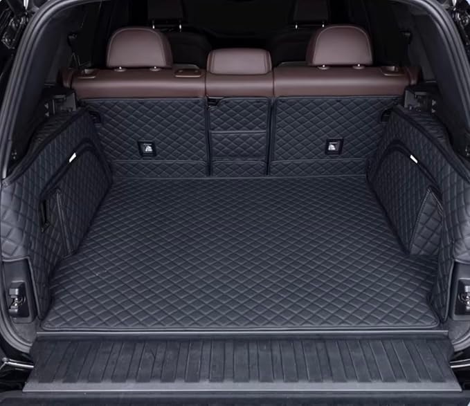 Car Trunk Mat Compatible with BMW X5 2008-2013 5 Seat - All Weather & Season, Large Coverage, Cargo Liner Cargo Accessory Black with Black Stitching