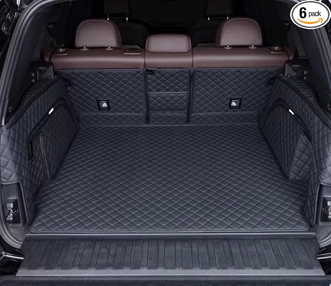 SUV Trunk Mat Compatible with BMW X5 7 Seater 2014-2018 Heavy Duty Back Seat Cover & Rear Cargo Mat & High Side Panel - Black with Black Stitching