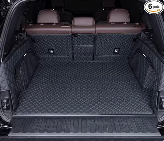 SUV Trunk Mat Compatible with BMW X5 7 Seater 2008-2013 Heavy Duty Back Seat Cover & Rear Cargo Mat & High Side Panel - Black with Black Stitching