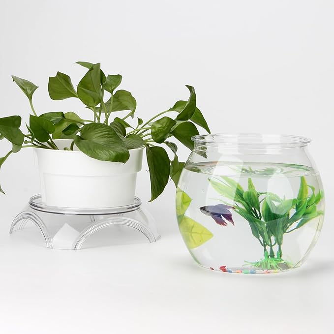 3 Gallon PET Aquaponic Betta Fish Tank Aquaponic with Base and Top, Large Bowl Shatterproof Aquarium Fish Tank with Clear Clarity for Terrarium, Flower Vase Centerpiece Present for Fish Lovers