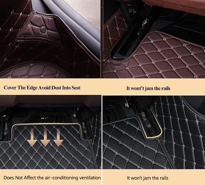 Custom Car Floor Mats with Personalized Text & Image, Unique Leather All-Weather Fit for 99% Vehicles, DIY Photo Name Logo Gift for Sedan SUV Truck(Coffee)