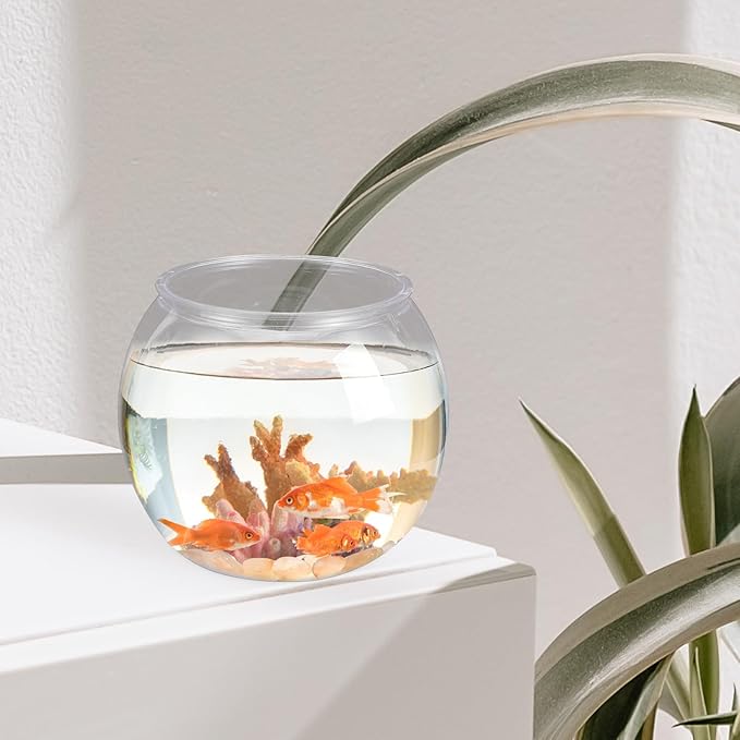 POPETPOP Unbreakable Transparent Fish Tank Globe 5.90X5.11X4.72 Inch Desktop Aquarium for Home Office Decor Unique Round Fish Bowl Flowerpot Alternative