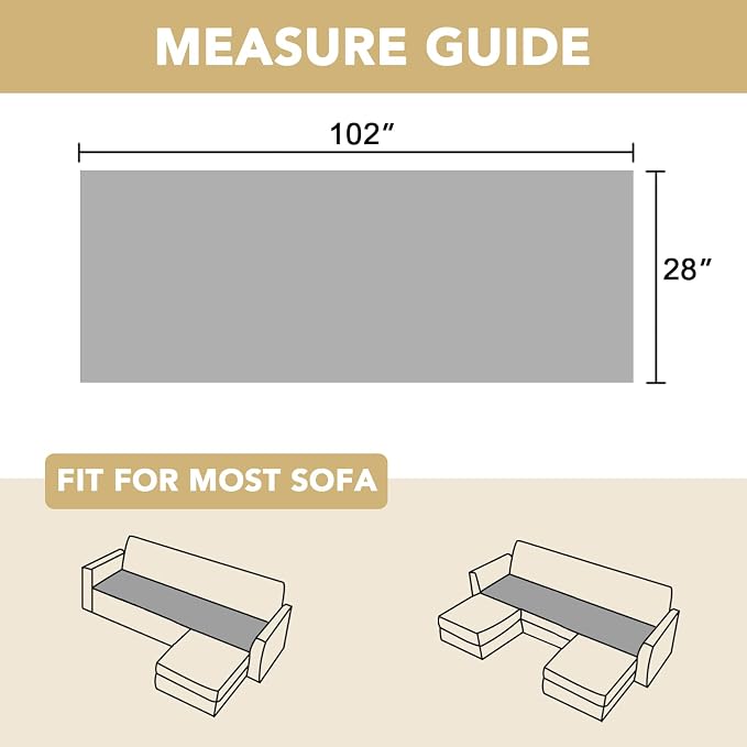 H.VERSAILTEX Chenille Couch Cover for Dogs Washable Soft Fuzzy Sofa Covers for 3 Cushion Couch Sectional Sofa Cover Thick Pet Couch Cover Protector Non-Slip Dog Bed Cover(Light Grey, 28" x 102")
