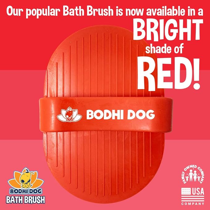 Bodhi Dog Shampoo Brush - Pet Grooming & Bath Supplies for Dogs and Cats - Bath Brush for Long & Short Hair - Premium Scrubber for Shower, Showerhead, Sprayer & Bathing (One Pack, Red)
