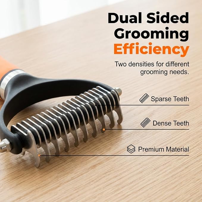 2026 Upgrade Double-Sided Pet Grooming Tool, Professional Pet Detangling Comb Removes Tangles Knots and Loose Fur, Gentle Deshedding Dog Cat Brush for Long Thick Hair (#2Sets)