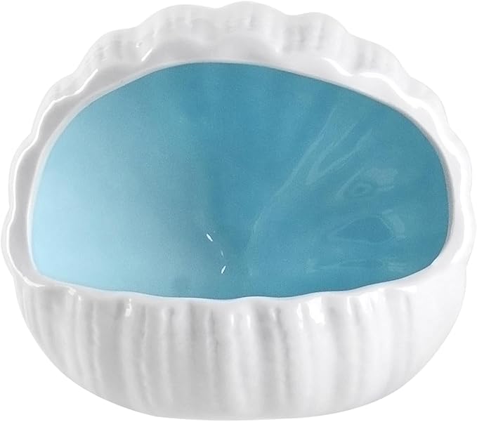 AnRui Cute Ceramic Aquarium Decorations Large Conch Shell-Shaped House Thematic Betta Fish Tank Accessory Decor Ornament Hideout Cave for Fish Playing or Hiding, Blue