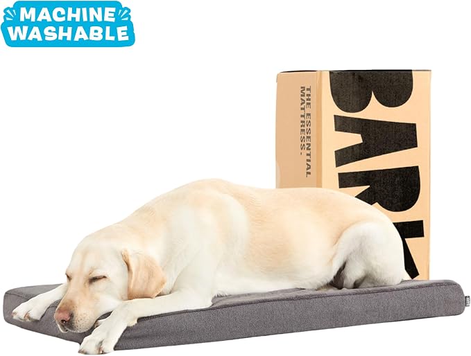 BarkBox Orthopedic Dog Bed - Large | with Memory Foam - Comfortable, Durable & Machine Washable Pet Bed - Grey