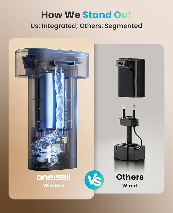 oneisall 108oz/3.2L Wireless Stainless Steel Cat Water Fountain | True Cordless,Ultra Quiet,4000mAh Rechargeable Battery Operated,3 Flow Modes with Sensor,Easy to Clean(3-Piece Only),5-Layer