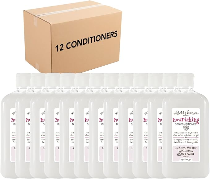 Bobbi Panter Nourishing Dog Conditioner Safflower Oil, Keratin, Shea Butter & Aloe Vera – Detangling Natural Formula for Soft, Smooth & Manageable Coat, 10:1 Concentrate, 14 oz (Case of 12)