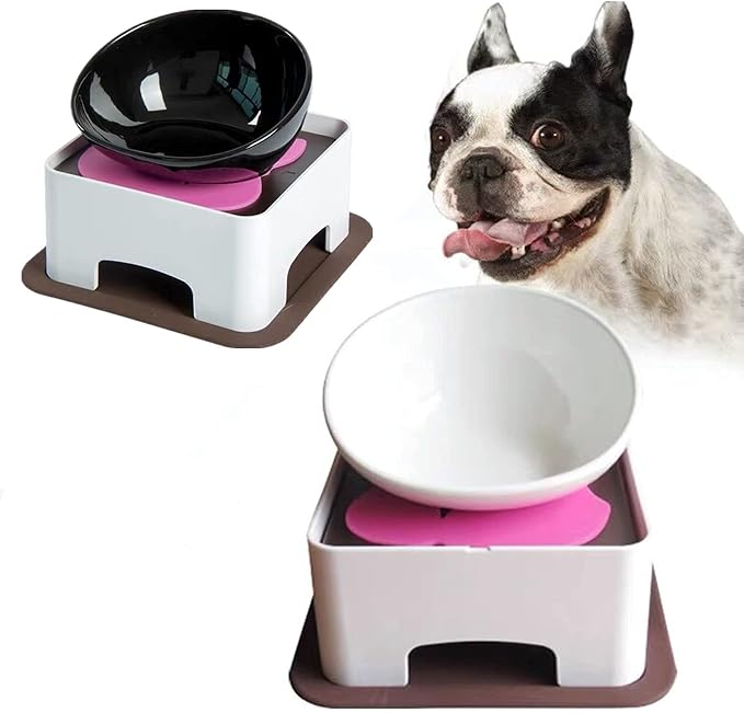 Bulldog Bowl Anti-Slip Dog Cat Dish Detachable Rubber Dog Bowl Pet Sterile Tilted Pet Feeder Slope Base