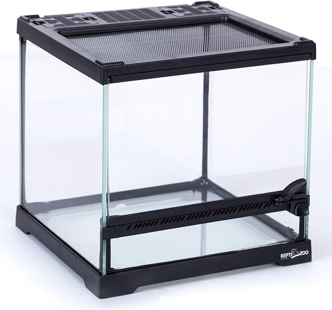 REPTIZOO Mini Reptile Glass Terrarium Tank 8"x8"x8", Front Opening Door Full View Visually Appealing Mini Reptile or Amphibians Glass Habitat