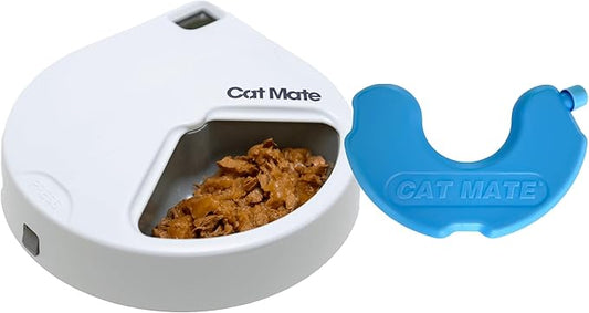 Distributeur automatique de nourriture 3 repas Cat Mate C300 avec minuterie numérique (366) – pour chats ou petits chiens, pour aliments humides et secs, repas jusqu'à 330 g chacun, blanc