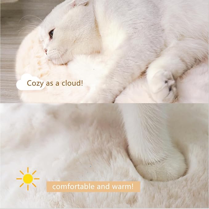 SHENGOCASE Pet Bed Cushion Pad, 12 x 12 inches, Square Faux Rabbit Fur, 2-Pack, Cat Tree Tower Replacement Mat