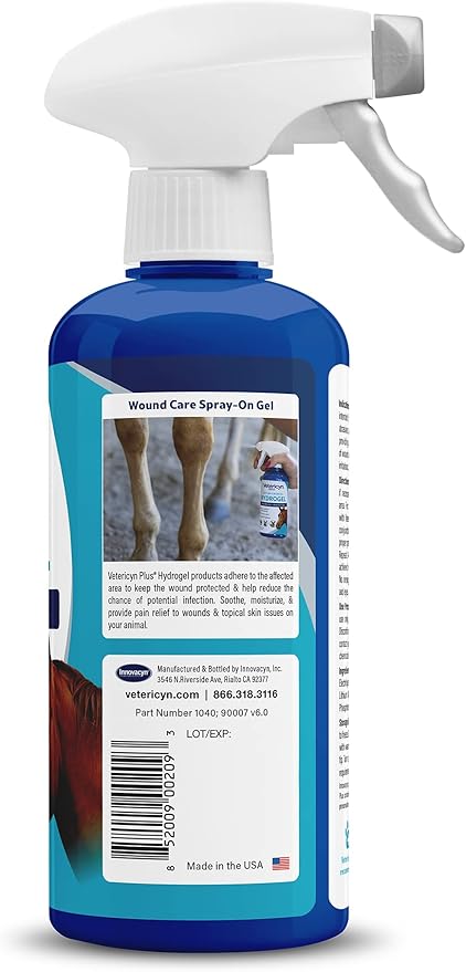 Vetericyn Plus All Animal Wound Care Hydrogel Spray | Healing Aid and Wound Protectant, Sprayable Gel to Relieve Dog, Cat, Horse Itchy Skin, Safe for All Animals. 16 ounces