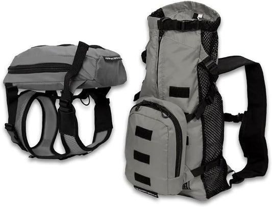 K9 Sport Sack Walk-On - Small, Shark Skin Gray - Ideal for Dogs with 13-16” Back Length - Lightweight, Packable, Backpack-Style Carrier - Includes Compatible Harness & Storage Bag