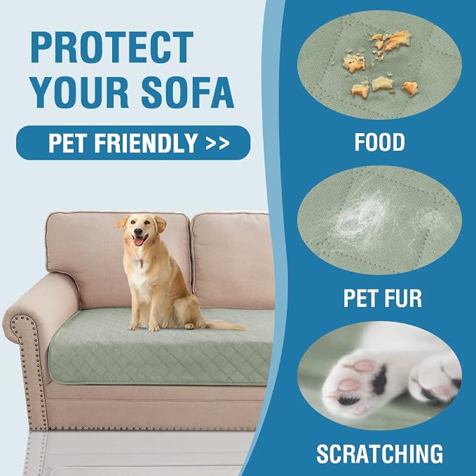 H.VERSAILTEX Couch Cover for Dogs Washable 100% Waterproof Sofa Cushion Cover Dog Bed Cover Non-Slip Pet Blanket for Sofa Cushion Protector, 35" x 62", Sage