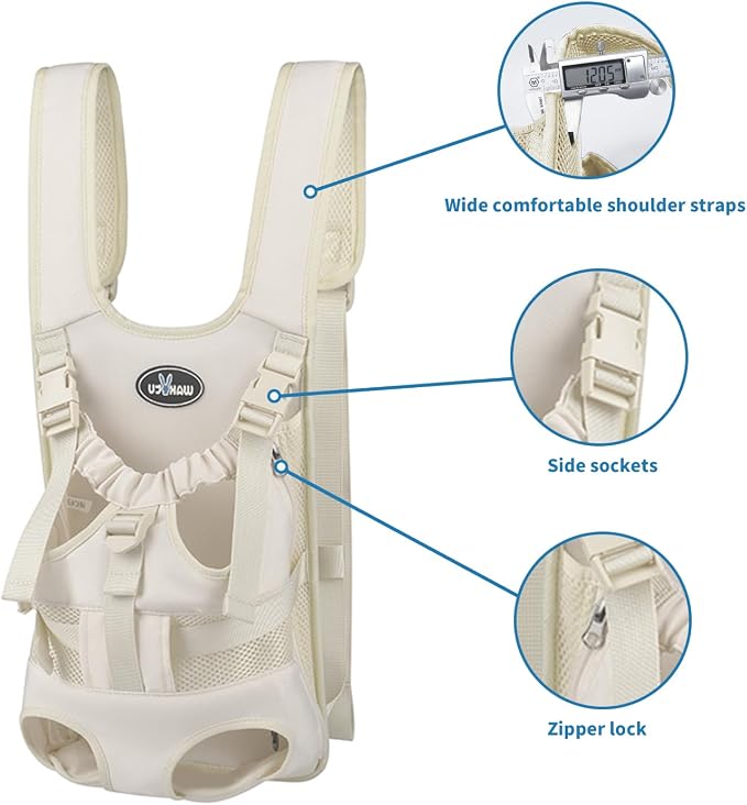 Wakytu Dog Front Carrier Backpacks for Small Dogs, Legs Out Pet Carrier Sling Backpack with Adjustable Padded Ventilated Shoulder Straps, Easy-Fit for Traveling Hiking Camping