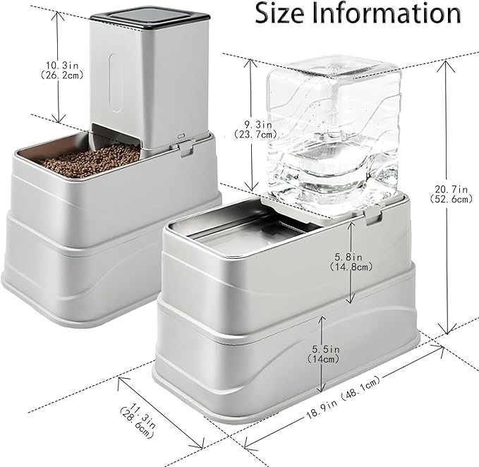 Marchul 2.1Gallon Elevated Dog Feeder and Water Dispenser, Adjustable Gravity Pet Feeder and Water Set with Stainless Steel Bowls, Designed to Protect Dog‘s Neck, Joints, Perfect for Cats and Dogs(8L)