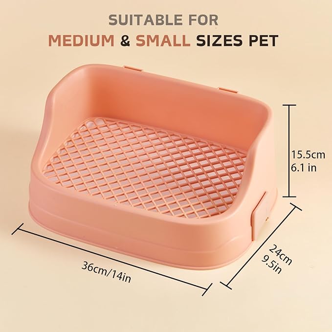 Rabbit Litter Box, Small Animals Litter Tray for Cage Detachable Bedding Litter Pan Potty Toilet Trainer Corner for Pet Rabbits Guinea Pigs Hamsters Chinchillas (Pink)