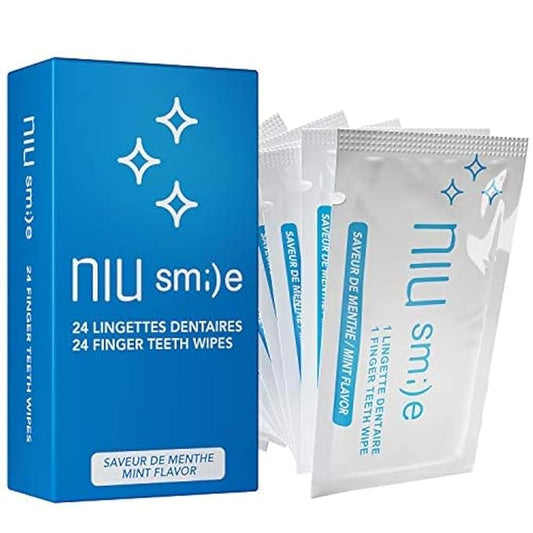 Tooth Wipes for Teeth Cleaning – Fresh Breath, No-Rinse Oral Care | 24 Individually Wrapped Mint Wipes | NiuSmile