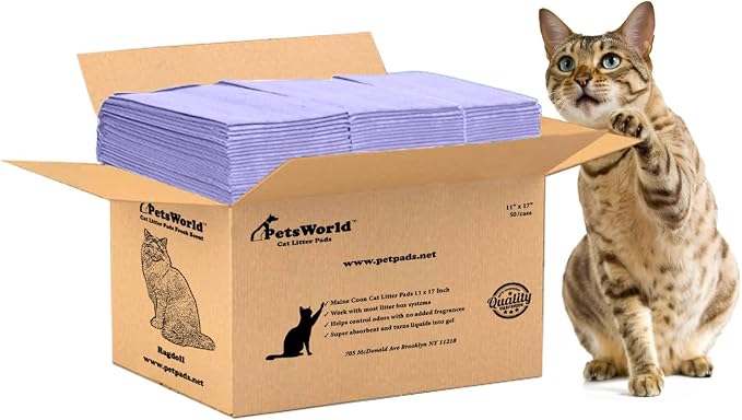 PetsWorld Universal Fit Cat Pad Refills for Litter Box, Unscented, Odor Control, Pack of 50