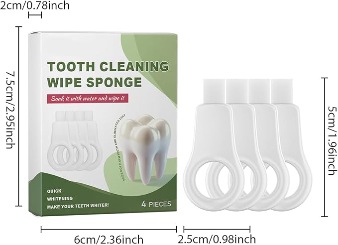 Teeth Cleaning Sponge Wipes for Adults – 4-Pack Soft dentall Wipes for Deep orall Care | disposablee Tooth Cleaners for Home, Travel, School, or Business Trips – Safe & Gentle orall Hygiene Tool