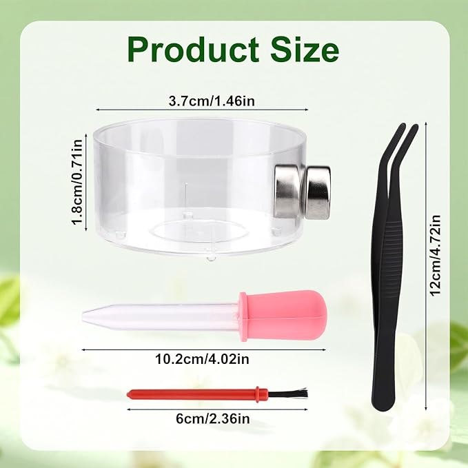6pcs Jumping Spider Feeding Dish Set, Includes 2 Magnetic Water Bowl Tray 2 Brushes 1 Reptile Feeding Tongs & 1 Dropper Jumping Spider Enclosure Accessories Kit