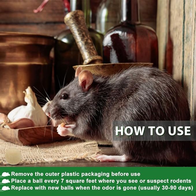 Mouse Rodent Repellent,10 Pack Peppermint Oil Mouse Repellent Balls for Rats Mice Deterrent, Natural Mouse Traps for Indoor Outdoor Use, Keep Rodents Away from Garden and Home, Family & Pet Safe