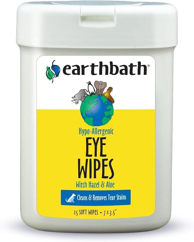 earthbath, Hypo-Allergenic Dog Eye Wipes - Fragrance Free Tear Stain Remover for Dogs, Made in USA, 100% Cruelty Free Eye Wipes for Dogs, All Natural Pet Eye Wipes, Cat & Dog Wipes - 30 Count (1 Pack)