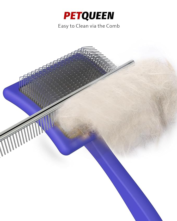 Slicker Brush for Dog, Doodles and Poodle Brush, for Tangles, Fluff Coat, Curly Hair Pets, Remove Loose Fur, Matts, Undercoat, Double Coat, 24mm Pins, 3.5''*2.4'' Head, Medium Size, Blue