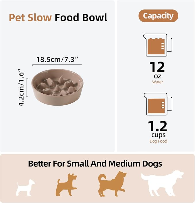 Havniva Dog Bowls Slow Feeder, Ceramic Slow Feeder Dog Bowls for Fast Eater | 1.2 Cups Dog Food Bowl Puzzle Feeder, Slow Feeding Bowls for Small & Medium Breed, Non-Slip Base, Anti-Choking