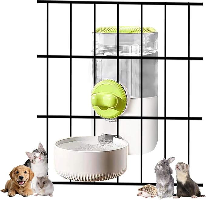 Distributeur d'eau à siphon par gravité automatique pour cage suspendue, distributeur d'eau automatique suspendu pour cage de 1 litre, gamelle d'eau pour chats, chiens, lapins, furets, chinchillas, oiseaux, hérissons, cochons d'Inde (vert clair)