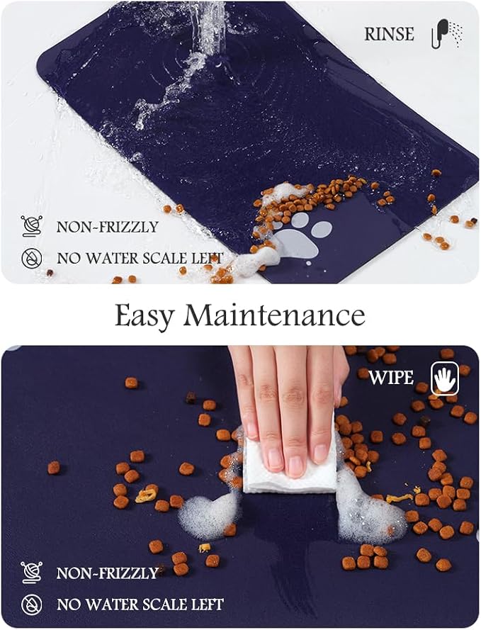 Pet Feeding Mat-Absorbent Dog Mat for Food and Water Bowl-No Stains Quick Dry Dog Water Dispenser Mat